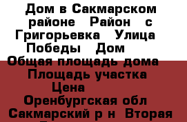 Дом в Сакмарском районе › Район ­ с.Григорьевка › Улица ­ Победы › Дом ­ 8 › Общая площадь дома ­ 57 › Площадь участка ­ 1 430 › Цена ­ 1 250 000 - Оренбургская обл., Сакмарский р-н, Вторая Григорьевка с. Недвижимость » Дома, коттеджи, дачи продажа   